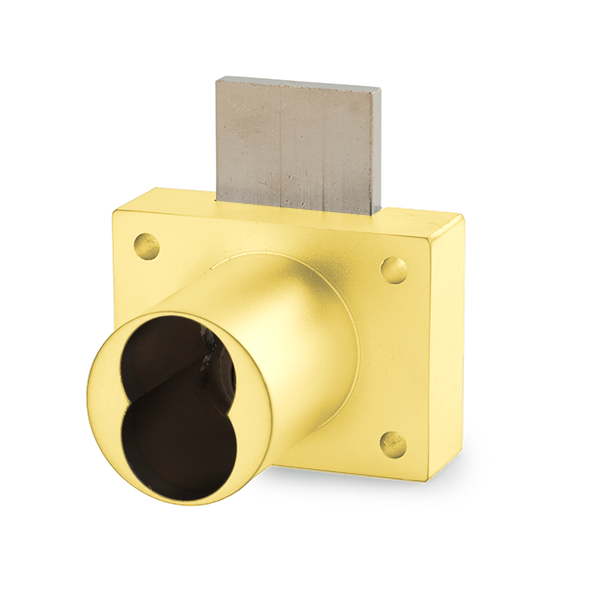 Olympus - 931DW - Cabinet Deadbolt Drawer Lock - IC: For Medeco or Yale Large-Format Cores - Less Cylinder - Polished Brass - Optional Key Retaining - Grade 1 - UHS Hardware