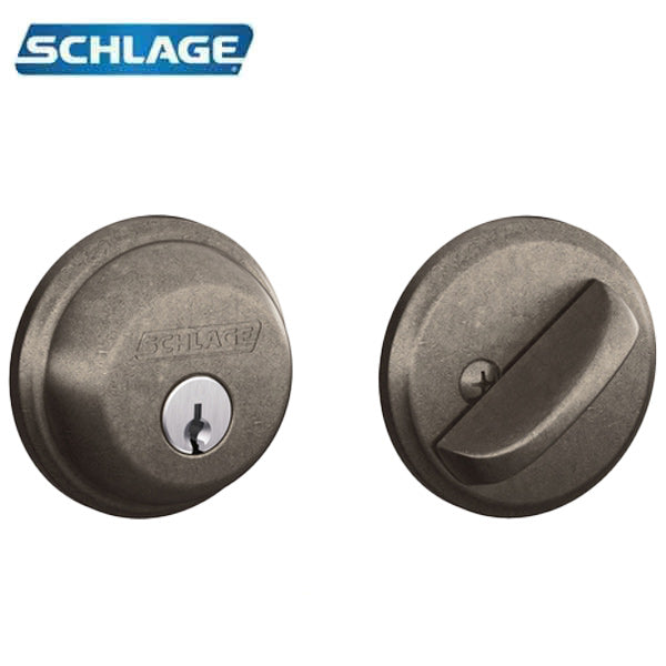 Schlage - B60 - Single Cylinder Deadbolt - Entrance - Distressed Nickel - Schlage "C" Keyway - Keyed Different - Grade 2