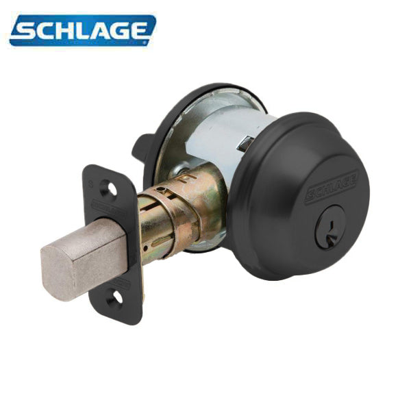 Schlage - B60 - Single Cylinder Deadbolt - Entrance - Flat Black Coated - Schlage "C" Keyway - Keyed Different - Grade 2