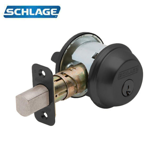 Schlage - B60 - Single Cylinder Deadbolt - Entrance - Flat Black Coated - Schlage "C" Keyway - Keyed Different - Grade 2