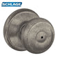 Schlage - F40 - Georgian Style Knob - Distressed Nickel - Field Reversible - Privacy - Grade 2
