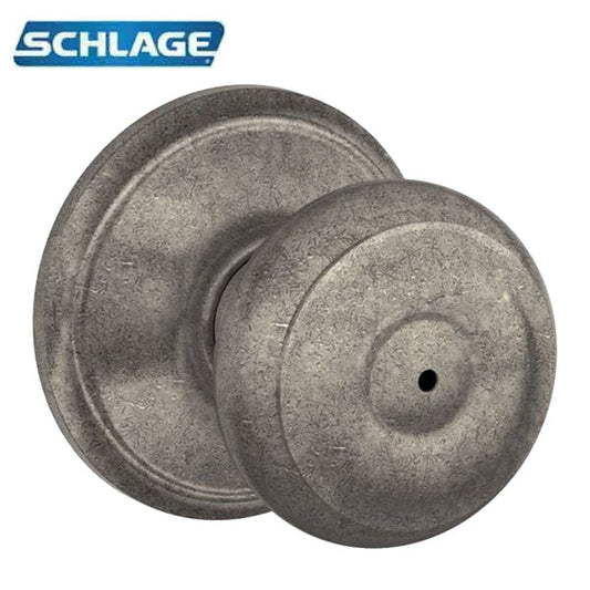 Schlage - F40 - Georgian Style Knob - Distressed Nickel - Field Reversible - Privacy - Grade 2