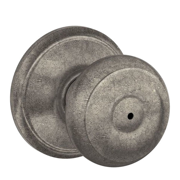 Schlage - F40 - Georgian Style Knob - Distressed Nickel - Field Reversible - Privacy - Grade 2