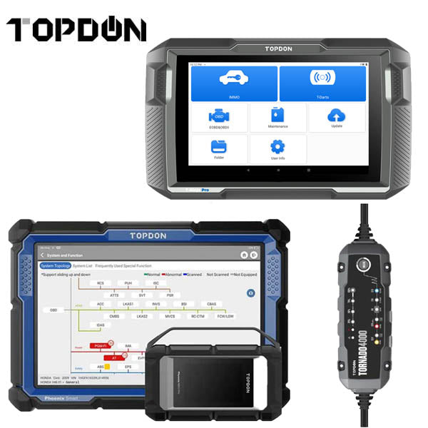 TOPDON Bundle - Phoenix Smart Advanced Diagnostic Scanner + T-Ninja Pro OBD Programmer + Tornado 4000 Battery Charger