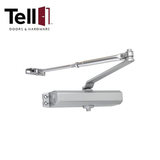 TELL - 300 Series - Heavy Duty Commercial Door Closer - Fixed Spring Tension - Grade 3 - Size 3 - Parallel Arm Bracket - Aluminum