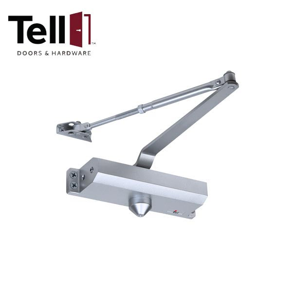 TELL - 12545 - Heavy Duty Commercial Door Closer - Fixed Spring Tension - Grade 3 - Size 5 - Backcheck - Parallel Arm Bracket - Aluminum