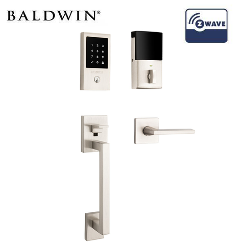Baldwin Estate - 85390 - Minneapolis Sectional Z-Wave Handleset - Touch Screen - 056 - Lifetime Satin Nickel - Optional Handed - Grade 2 - UHS Hardware