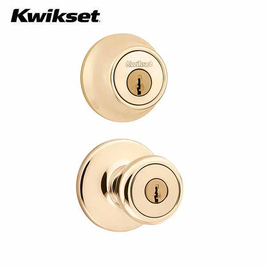 Kwikset - 690T - Tylo Combo Set - Single Deadbolt & Knob - Round Rose - 26D - Satin Chrome - Grade 3 - UHS Hardware