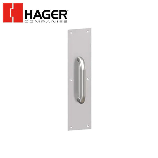 Hager - 33J - Pull Plate Square Corner 30S x 3 - 4" x 16" - Satin Stainless Steel