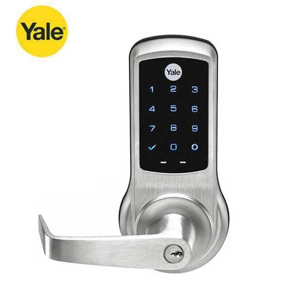 YALE-AUNTB620-NR-626-1803-53L- Commercial Electronic Keypad Lever Lock - Augusta Lever - Touchscreen - Key Override - No Radio - Satin Chrome - YALE Keyway - 6 Pin - Grade 1 - UHS Hardware