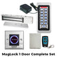 Complete Door Kit - Single Door Maglock 1200 lb w/ Stand Alone Keypad Controller - Wireless Remote Control Switch Kit - 12VDC Transformer & Contactless Door Exit Button - UHS Hardware