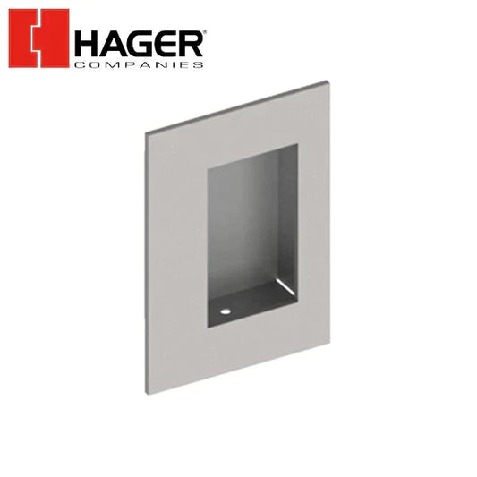 Hager - 15S - Light Duty Flush Cup Pull - 3.5" x 5" - Satin Stainless Steel