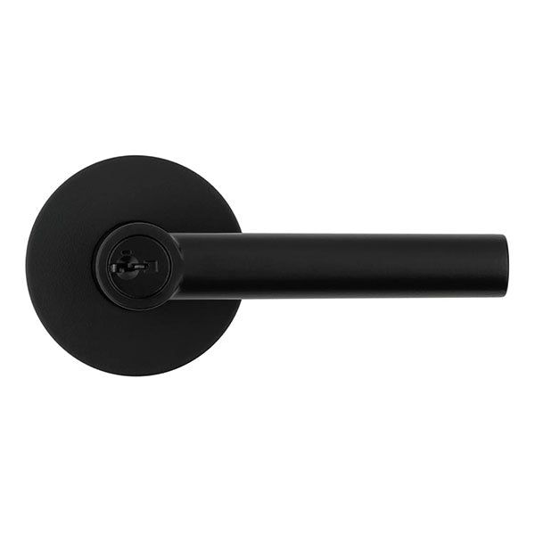 Kwikset - 156 - Milan Lever - Round Rose - 514 - Matte Black - Entrance - SmartKey Technology - Grade 2 - UHS Hardware