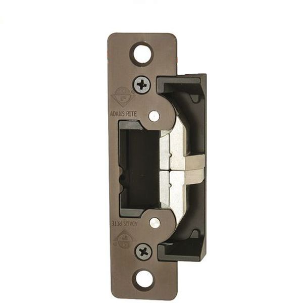 Adams Rite - 7400 - Electric Strike for Adams Rite or Deadlatches or Cylindrical Locks - 1/2" to 5/8" Latchbolt  - Dark Bronze Anodized - Fail Safe/Fail Secure - 1-1/4" x 4-7/8" - Flat Radius Plate - 12/24 VDC - UHS Hardware