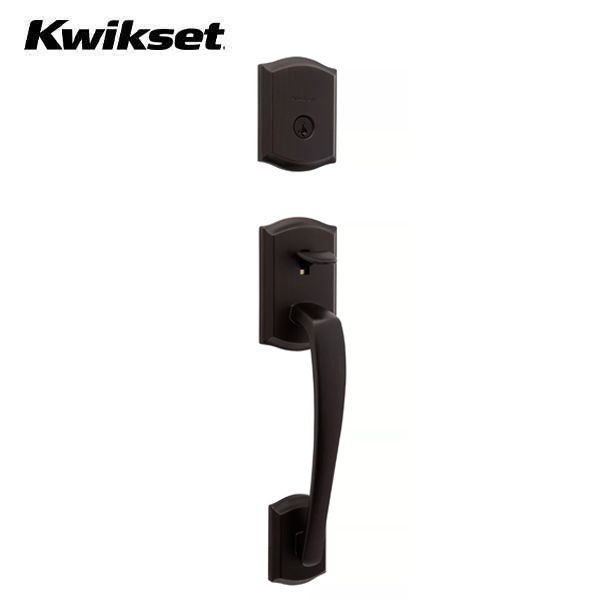 Kwikset - 818PTHXTNL - Prescott Handleset with Tustin Lever - Deadbolt Keyed One Side - Featuring SmartKey - Square Rose - 11P - Venetian Bronze - Entrance - Grade AAA - UHS Hardware