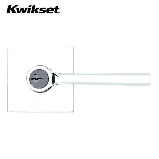 Kwikset - 156 - Lisbon Lever - Square Rose - 26 - Polished Chrome - Entrance - SmartKey Technology - Grade 2 - UHS Hardware