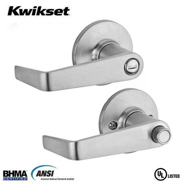 Kwikset - 408CNL - Carson Commercial Lever - Round Rose - 26D - Satin Chrome - Privacy - Grade 3 - UHS Hardware