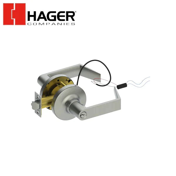 Hager - 3480 - Lever - Electrified Storeroom - 2-3/4" - Satin Chrome - Optional Lever - Optional Keyway