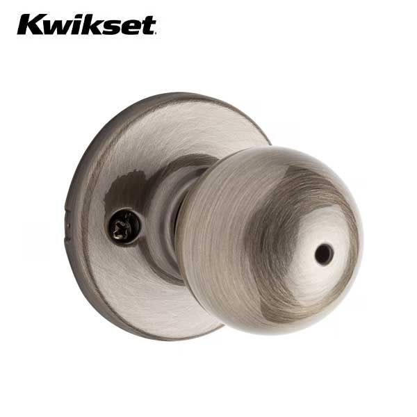 Kwikset - 300P - Polo Knob - Round Rose - Privacy - 5 - Antique Brass - Grade 3 - UHS Hardware