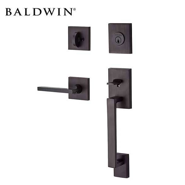 Baldwin Reserve - La Jolla Contemporary Lever Handleset - Singl Cyl - Contemporary Square Rose - 112 - Venetian Bronze - Grade 2 - LH/RH - UHS Hardware