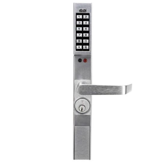 Trilogy DL1300 Narrow Stile Keypad Lever Lock w/ Audit Trail / Satin Chrome ( Alarm Lock ) - UHS Hardware