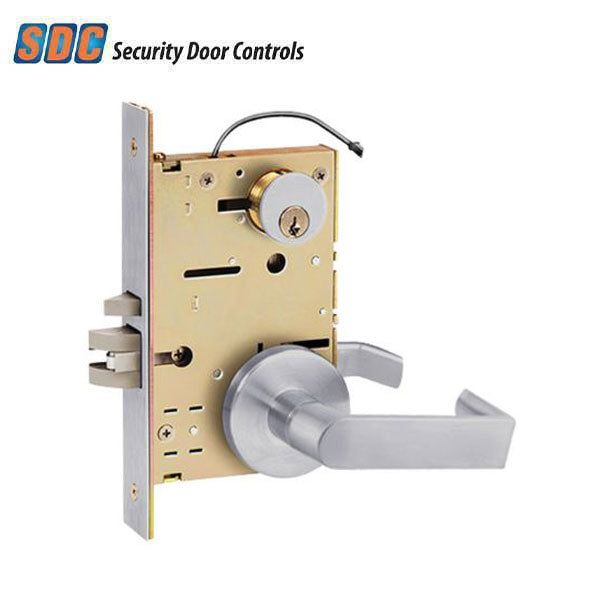 SDC - Z7850LQE - Solenoid Controlled Mortise Lock - Fail Safe - Eclipse Rose - Left Hand - 12/24VDC - Satin Chrome - Fire Rated - Grade 1 - UHS Hardware