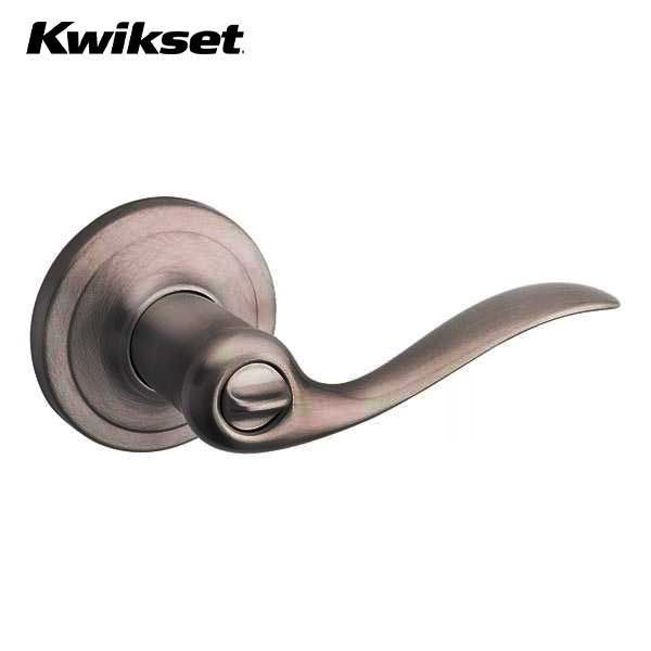 Kwikset - 740TNL - Tustin Lever - Round Rose - 15A - Antique Nickel - Entrance - SmartKey Technology - Grade 2 - UHS Hardware