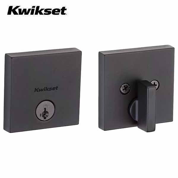 Kwikset - 258 - Downtown Deadbolt - Square Rose - 514 - Matte Black - Entrance - SmartKey Technology - Grade 1 - UHS Hardware