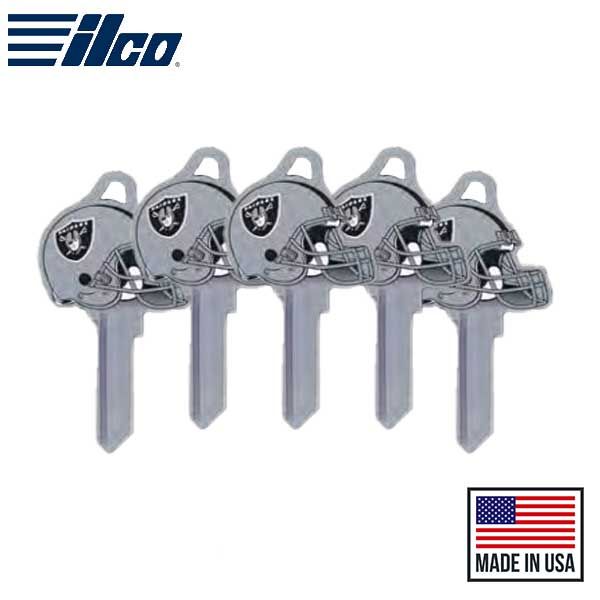 ILCO - NFL TeamKeys - Helmet Edition - Key Blank - Las Vegas Raiders - KW1 (5 Pack) - UHS Hardware