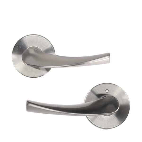 Contemporary Wave Lever Set - Passage - Round Rose - Satin Nickel - Grade 3 - UHS Hardware