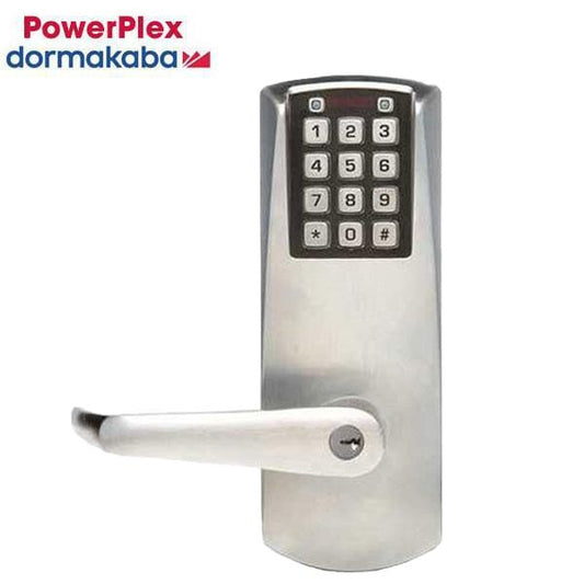 PowerPlex - P2031XS - Electronic Self-Powered Pushbutton Lever Lock - Schlage 'C' -  2¾" Backset - Satin Chrome - Grade 1 - UHS Hardware