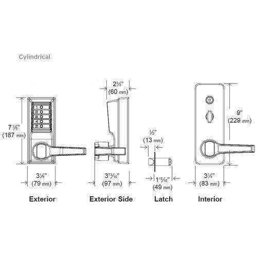 Simplex LL1041S Pushbutton Lever Lock - Combination Entry - 26D - LFIC - Schlage - w/ Key Override in Satin Chrome - Passage - LH - UHS Hardware