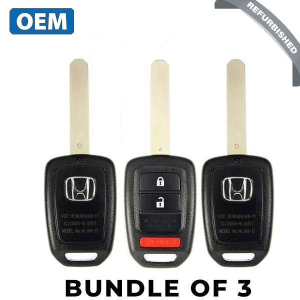 3 X 2013-2014 Honda Cr-V Crosstour / 3-Button Remote Head Key Pn: 35118-Ty4-A00 Mlbhlik6-1T (Bundle