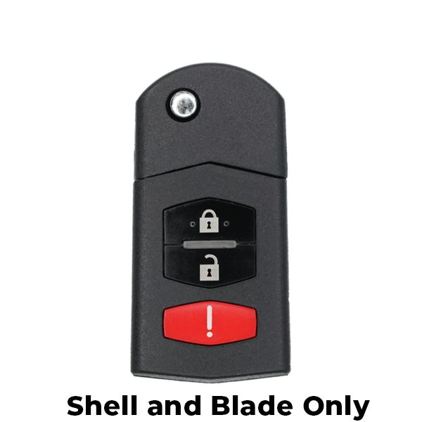 2006-2015 Mazda / 3-Button Flip Key SHELL for BGBX1T478SKE125-01 (FKS-MAZ-043) - UHS Hardware