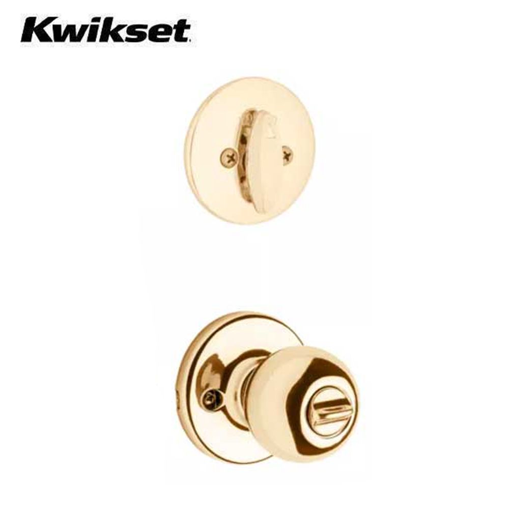 Kwikset - 690P - Polo Combo Set - Single Deadbolt & Knob - 3 - Polished Brass - Grade 3 - UHS Hardware