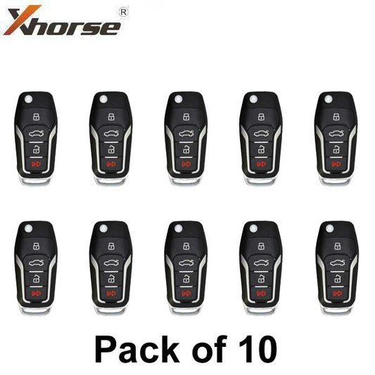10 x Ford Style / 4-Button Universal Remote Key for VVDI Key Tool (Wired) (Pack of 10)