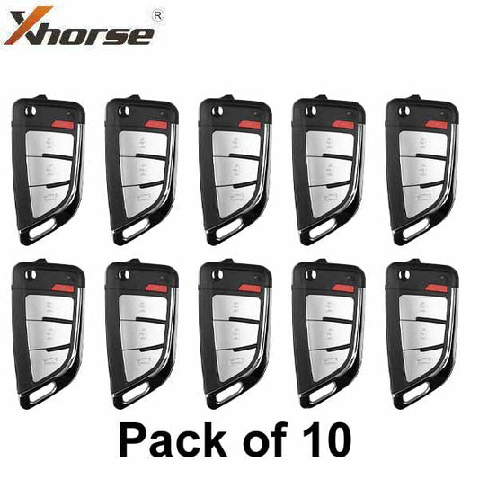 10 x Xhorse - Knife Style / 4-Button Universal Remote Flip Key for VVDI Key Tool (Wired) (Pack of 10)