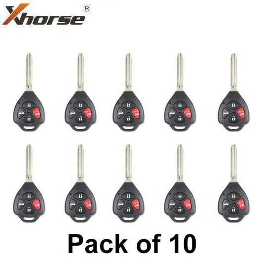 10 x Xhorse - Toyota Style / 4-Button Universal Remote Head Key for VVDI Key Tools (Wired) (Pack of 10)