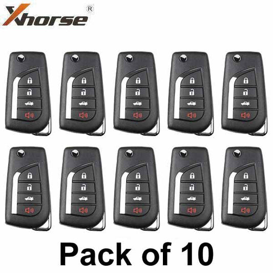 10 x Xhorse - Toyota Style / 4-Button Universal Remote Flip Key for VVDI Key Tools (Wired) (Pack of 10)