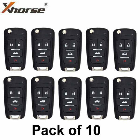 10 x GM Style / 4-Button Universal Remote Flip Key for VVDI Key Tool (Wireless) (Pack of 10)