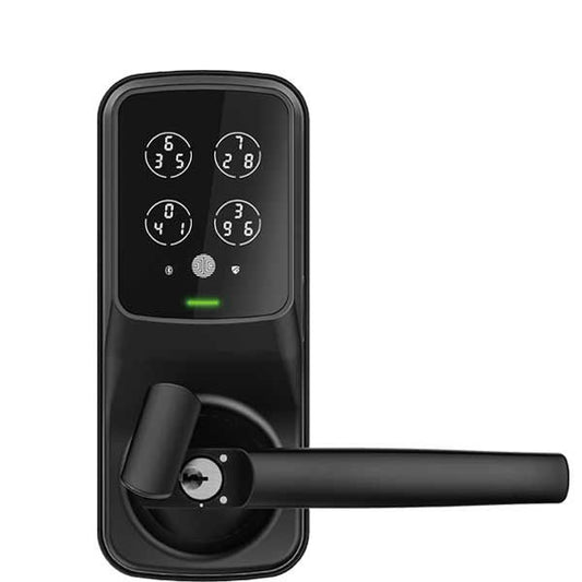 Lockly - PGD628FMB - Secure PLUS Biometric Electronic Lever Latch - Fingerprint Reader - Bluetooth - Matte Black - UHS Hardware