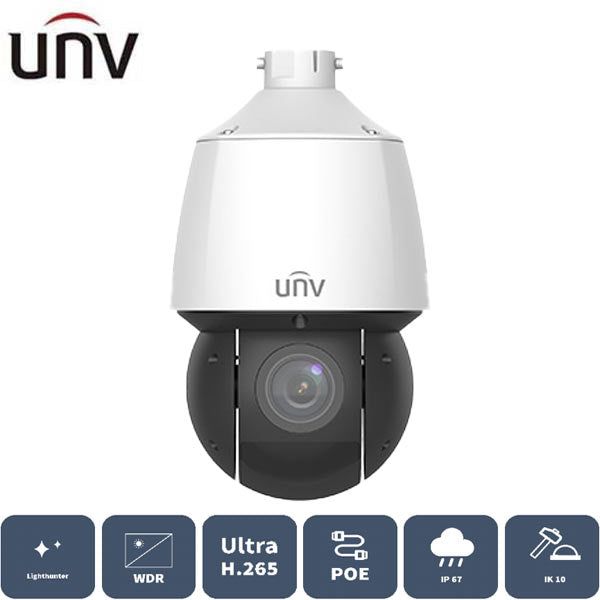 Uniview / IP / 4MP / PTZ Dome Camera / Motorized Varifocal / 4.8 ~ 120mm Lens / Outdoor / WDR / IP67 / 100m Smart IR / LightHunter / Auto Focus / Two-Way Audio / 3 Year Warranty / UNV-6424SR-X25-VF﻿ - UHS Hardware