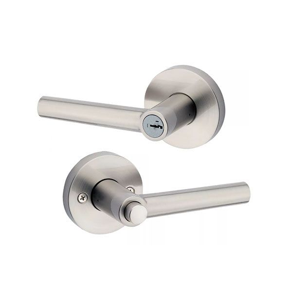 Kwikset - 156 - Milan Lever - Round Rose - 15 - Satin Nickel - Entrance - SmartKey Technology - Grade 2 - UHS Hardware