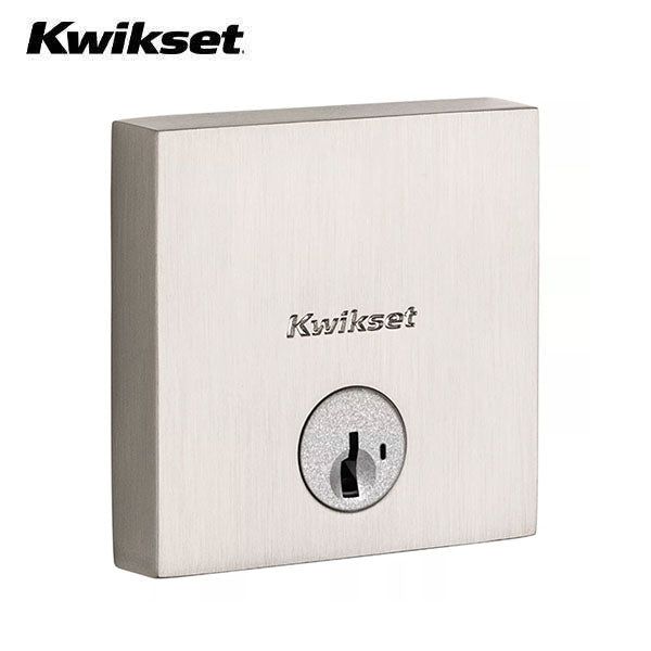 Kwikset - 258 - Downtown Deadbolt - Square Rose - 15 - Satin Nickel - Entrance - SC1 Schlage - SmartKey Technology - Grade 1 - UHS Hardware