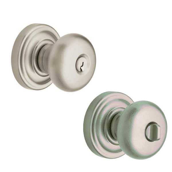 Baldwin Estate - 5205 Classic Knob - 5048 Circle Rose - 150 - Satin Nickel - Entrance - Grade 2 - UHS Hardware