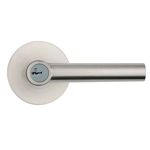 Kwikset - 156 - Milan Lever - Round Rose - 15 - Satin Nickel - Entrance - SmartKey Technology - Grade 2 - UHS Hardware