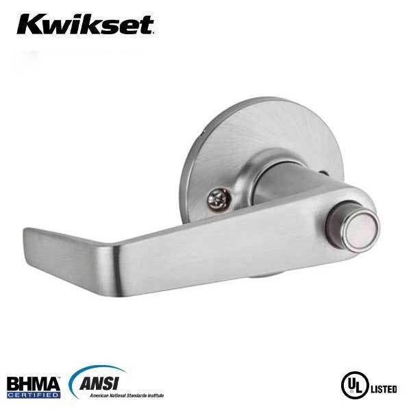 Kwikset - 438CNL - Carson Commercial Lever - Round Rose - Entrance - 26D - Satin Chrome - SC1 Schlage - SmartKey Technology - Grade 3 - UHS Hardware