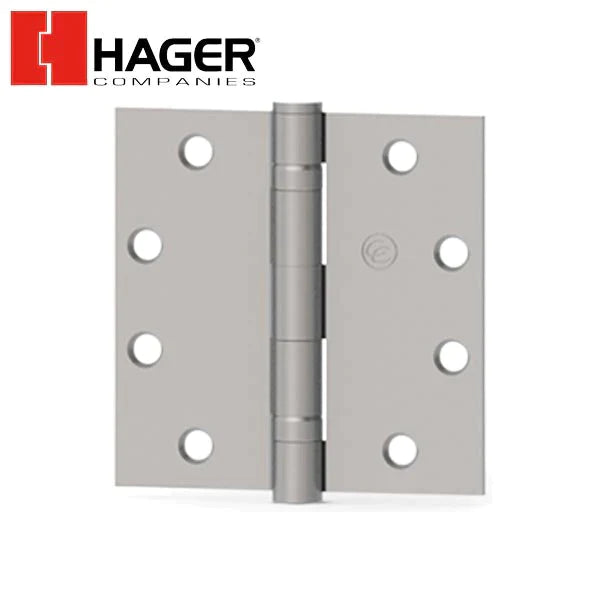 Hager - ECBB 1101 - Full Mortise - 5-Knuckle - Ball Bearing - Standard Weight - 4.5" X 4.5" - Satin Stainless Steel - Optional Pin Function