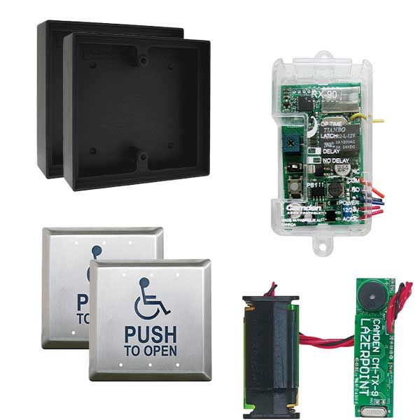 Camden - RFL454-LPA - Wireless Switch Kit w/ Advanced Receiver - Surface Shallow Box - Push Plate Switch & Wall Switch Transmitter - UHS Hardware
