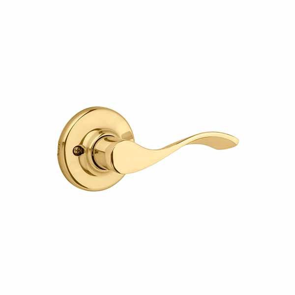 Kwikset - 488 - Balboa Lever - Right Handed - Round Rose - 3 - Polished Brass - Passage - Grade 3 - UHS Hardware